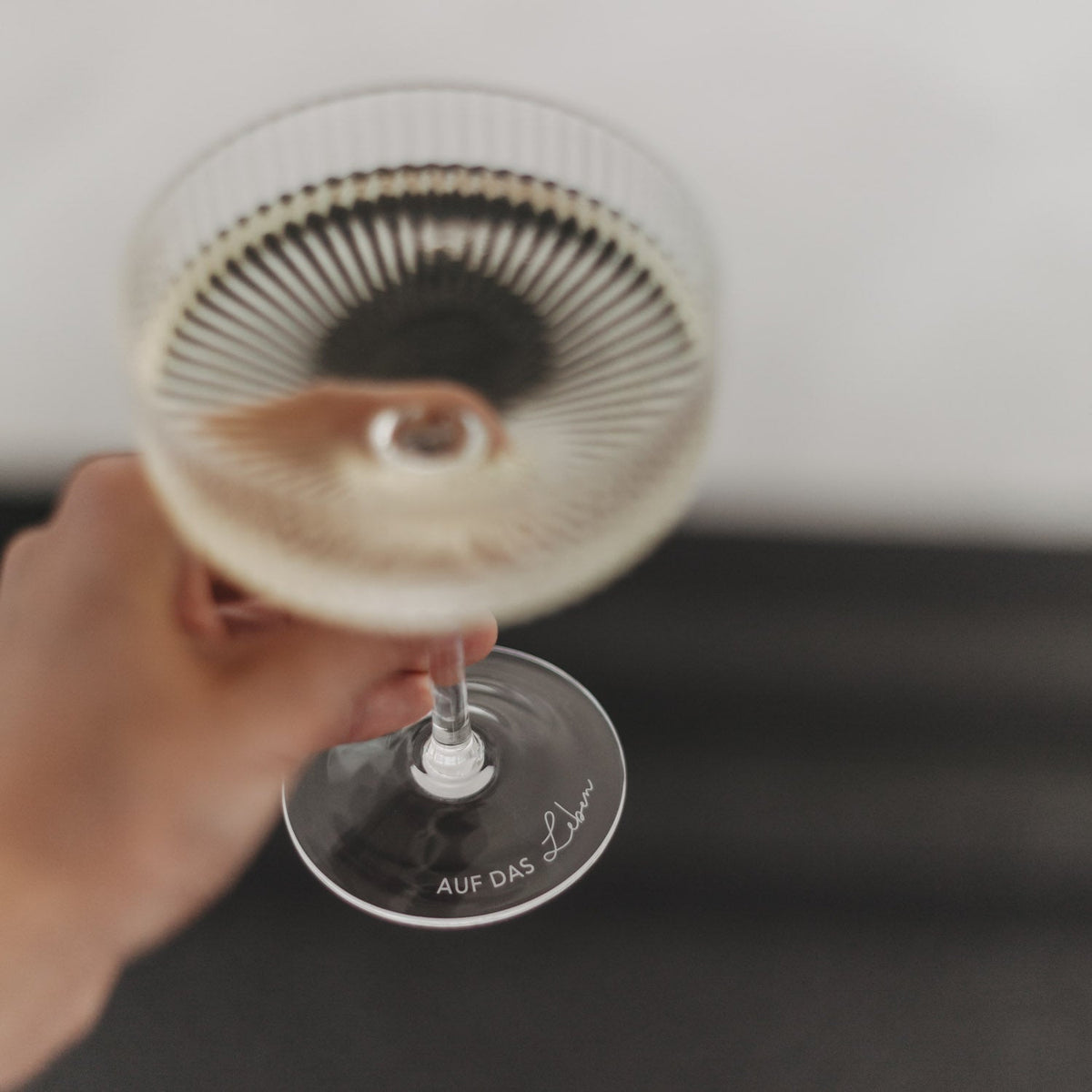 Champagnerglas Auf das Leben