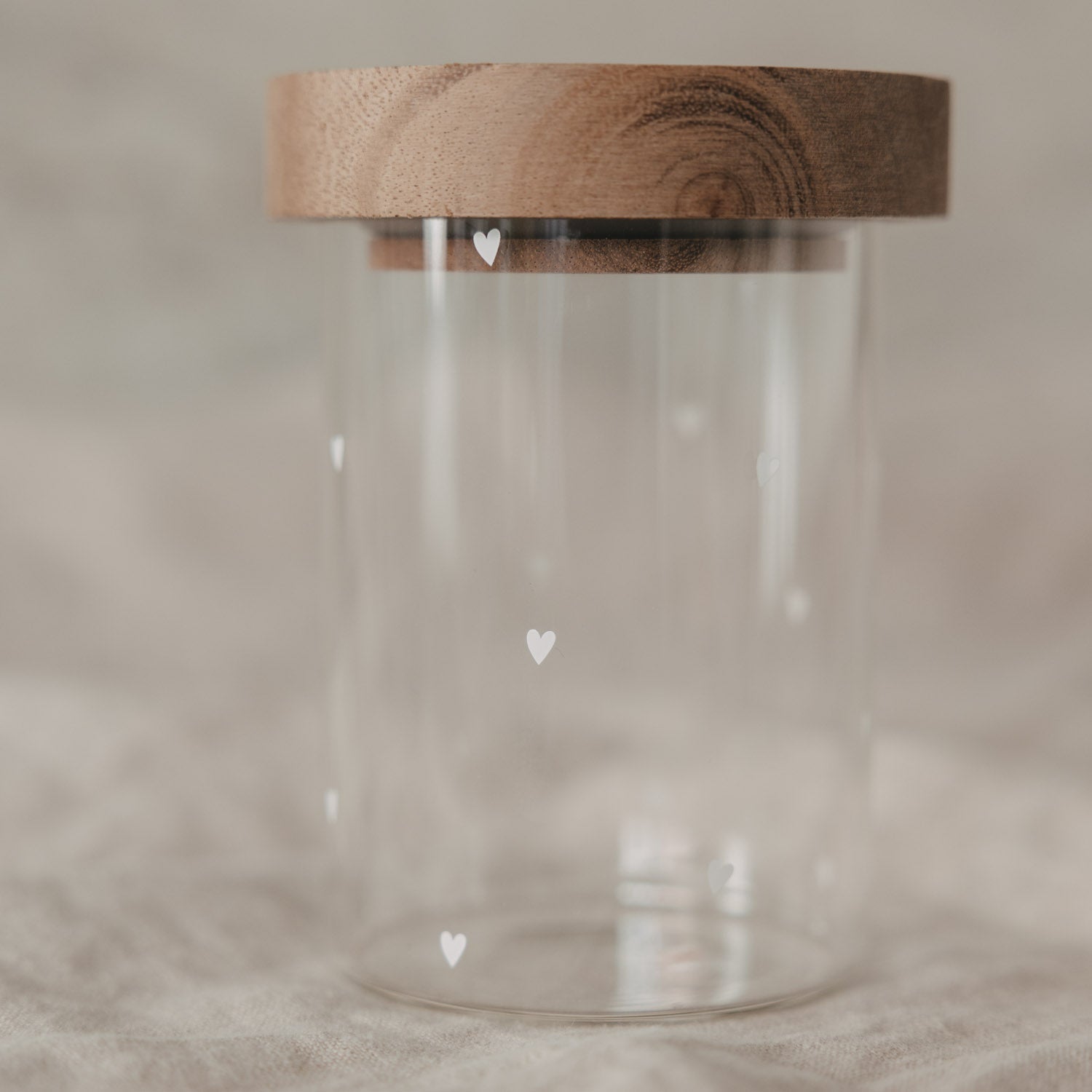 Mini Vorratsglas Herzen weiß