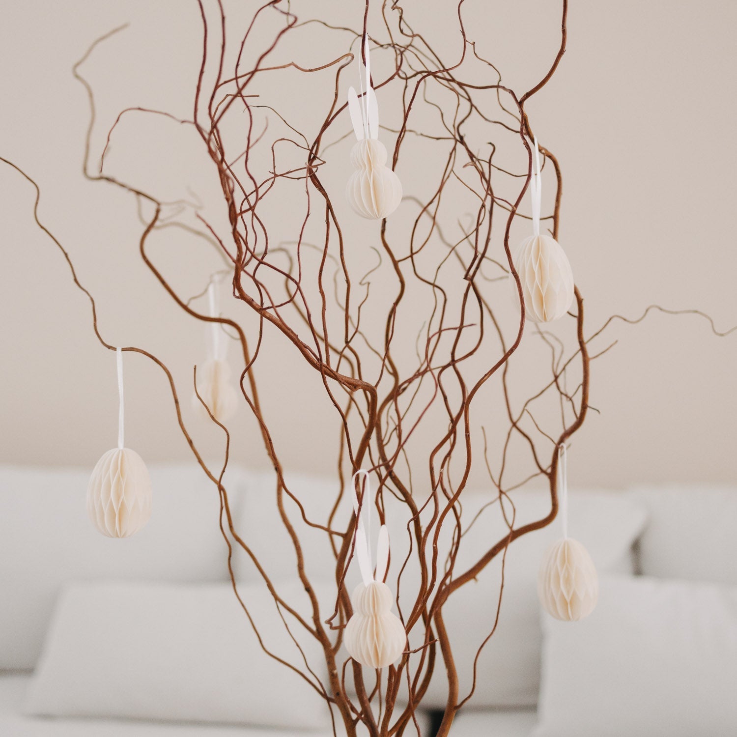 Papieranhänger 6er Set Ostern beige