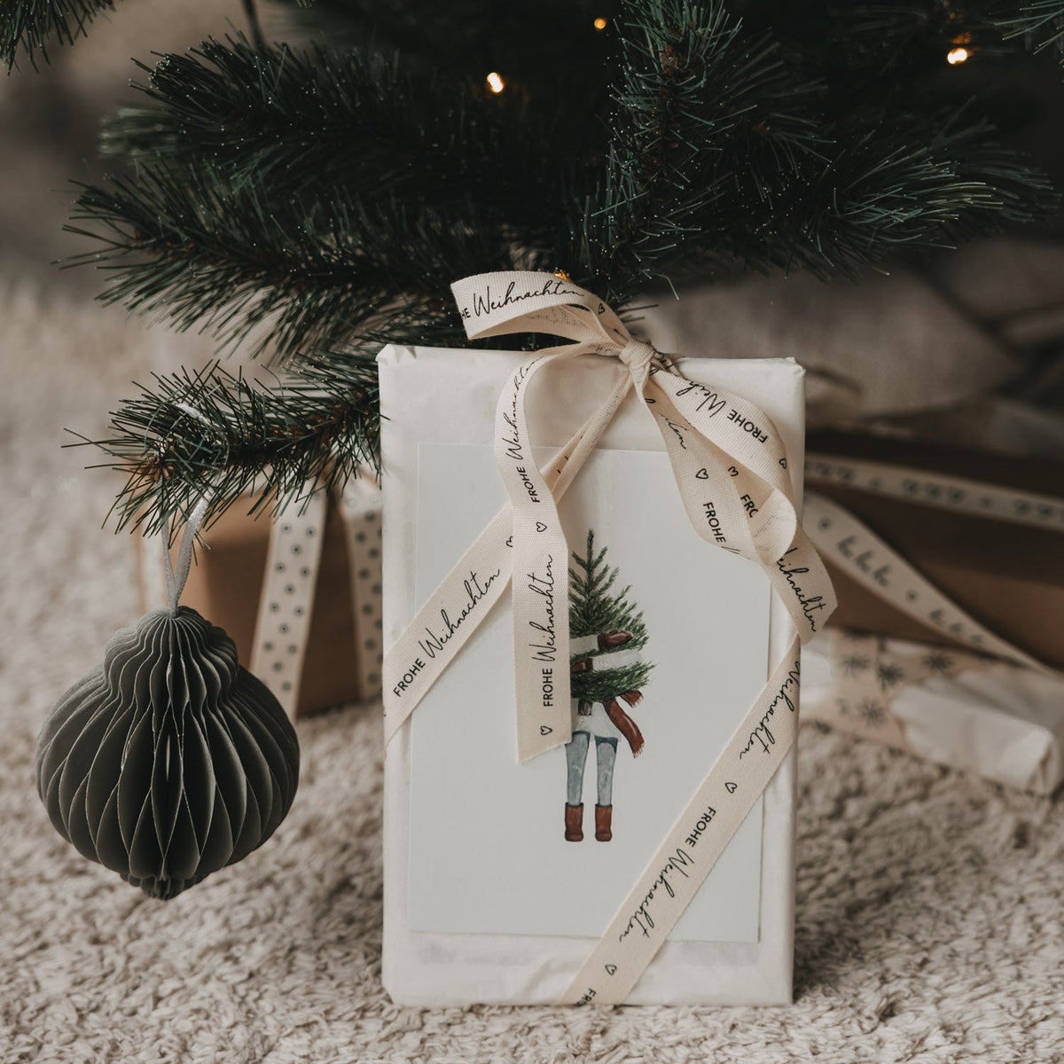 Geschenkband 5m Frohe Weihnachten