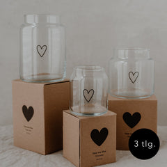 Glasvasen Herz im Set